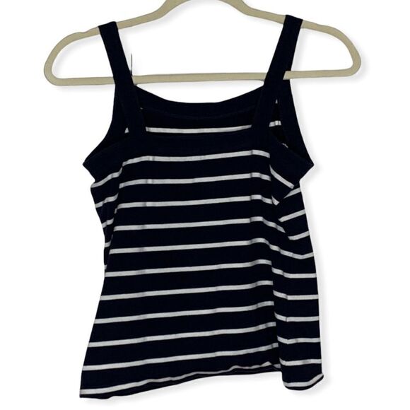 LIZ Claiborne Navy Striped Cotton Tank - Picture 2 of 7